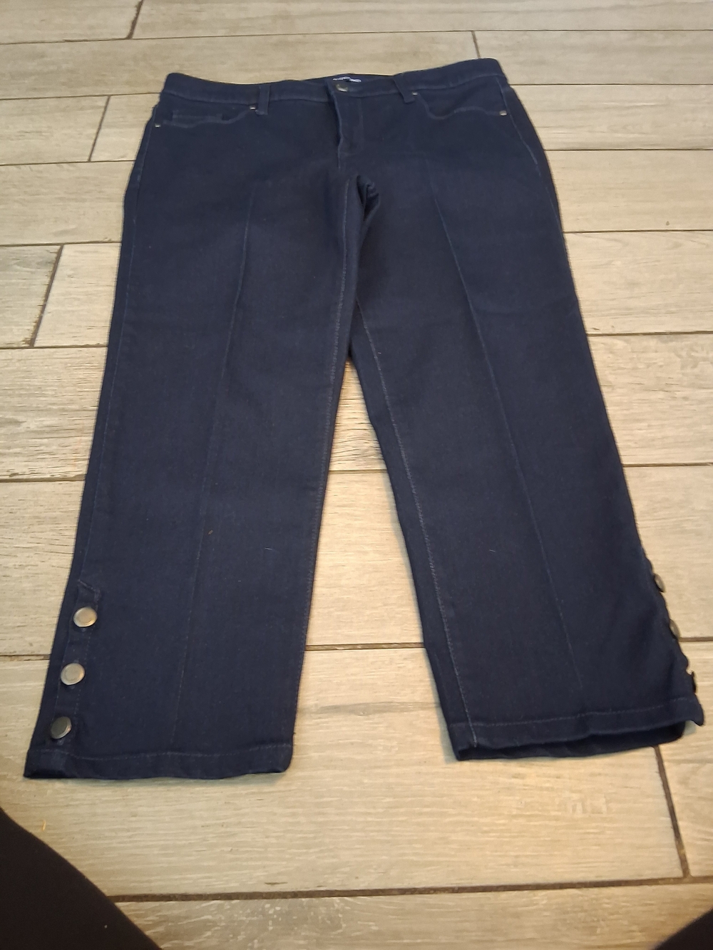 Bandolino Navy Cropped Jeans with Side Snap Detail